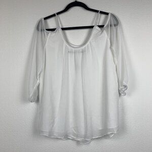 Kensie XS White Gauzy Cold Off Shoulder Top Blouse